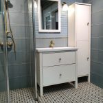 Bathroom design. Sink with a pedestal in the bathroom.